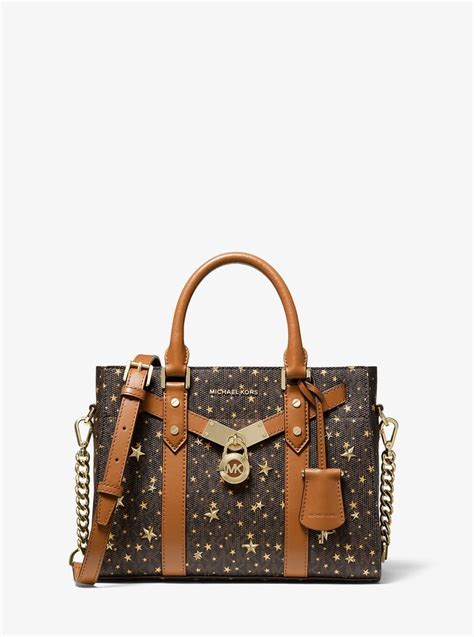 michael michael kors nouveau hamilton small star-embellished logo satchel